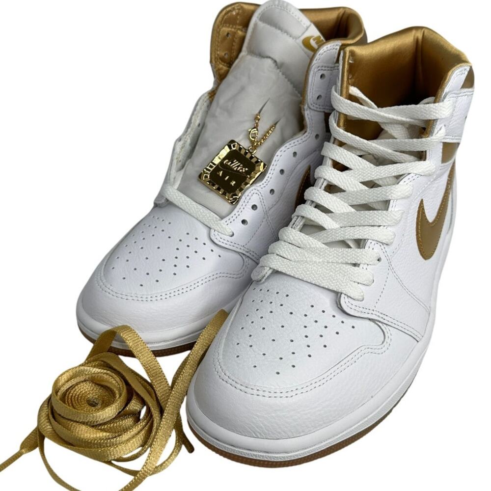 💎✨NEW IN BOX✨💎NIKE Air Jordan 1 Retro HIgh OG (GS) Mettalic Gold - Picture 4 of 7